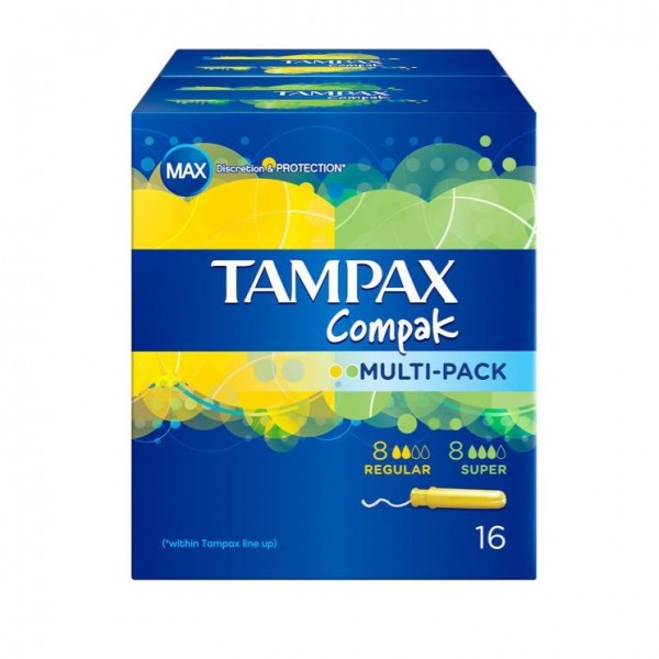 TAMPAX COMPAK TAMPON 100% ALGODON 8 UDS + 8 UDS